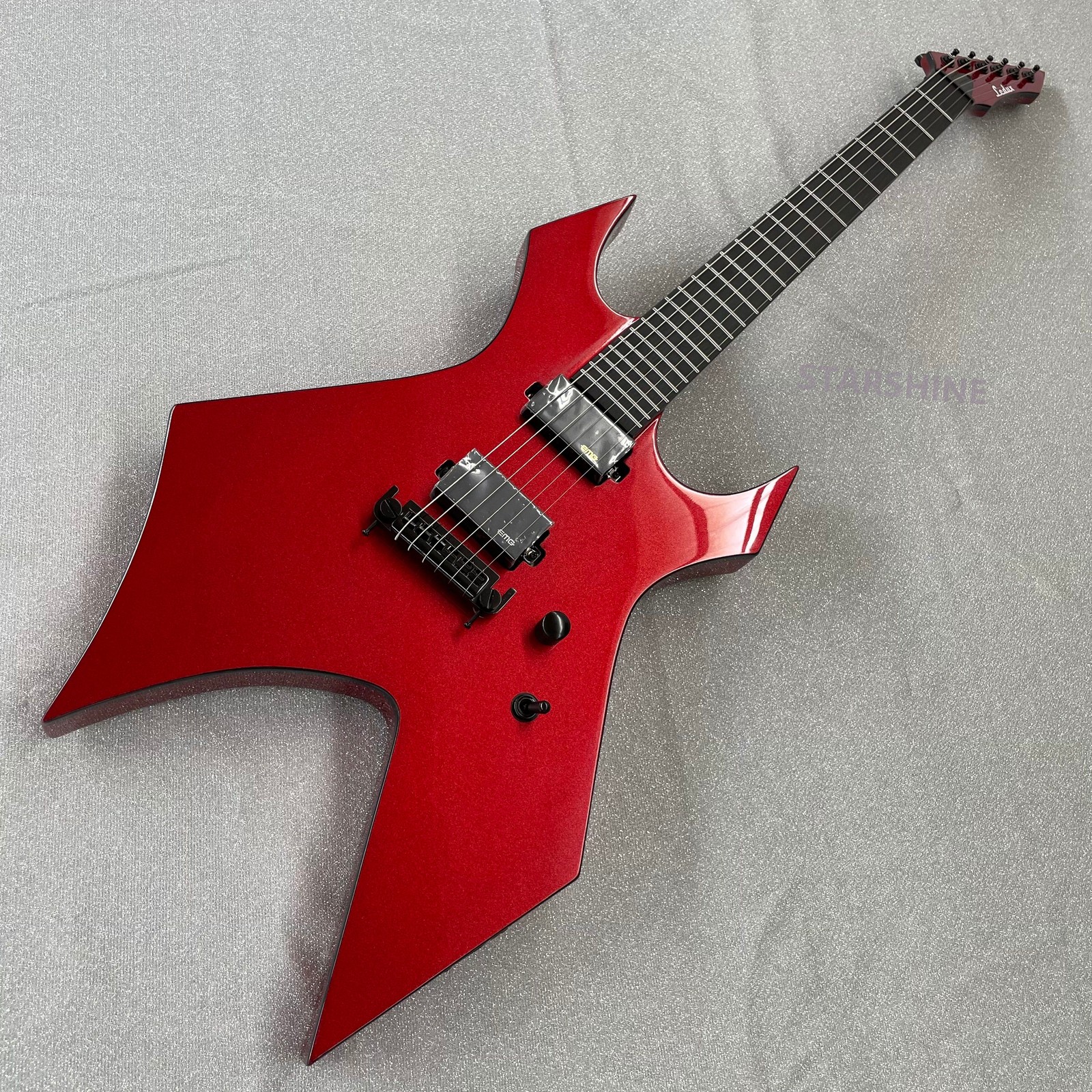 Ledux Solid body Electric Guitar HH Pickups Black Hardware Red Sparkle Finish