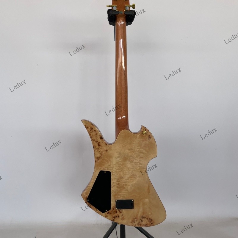 Solid Electric Guitar Stainless Rounded Fret H-H Active pickups Burl Maple Top