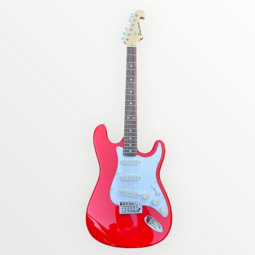 Davison Cherry Red Electric Guitar Full Size 3 Single Coil Pickups S-Style