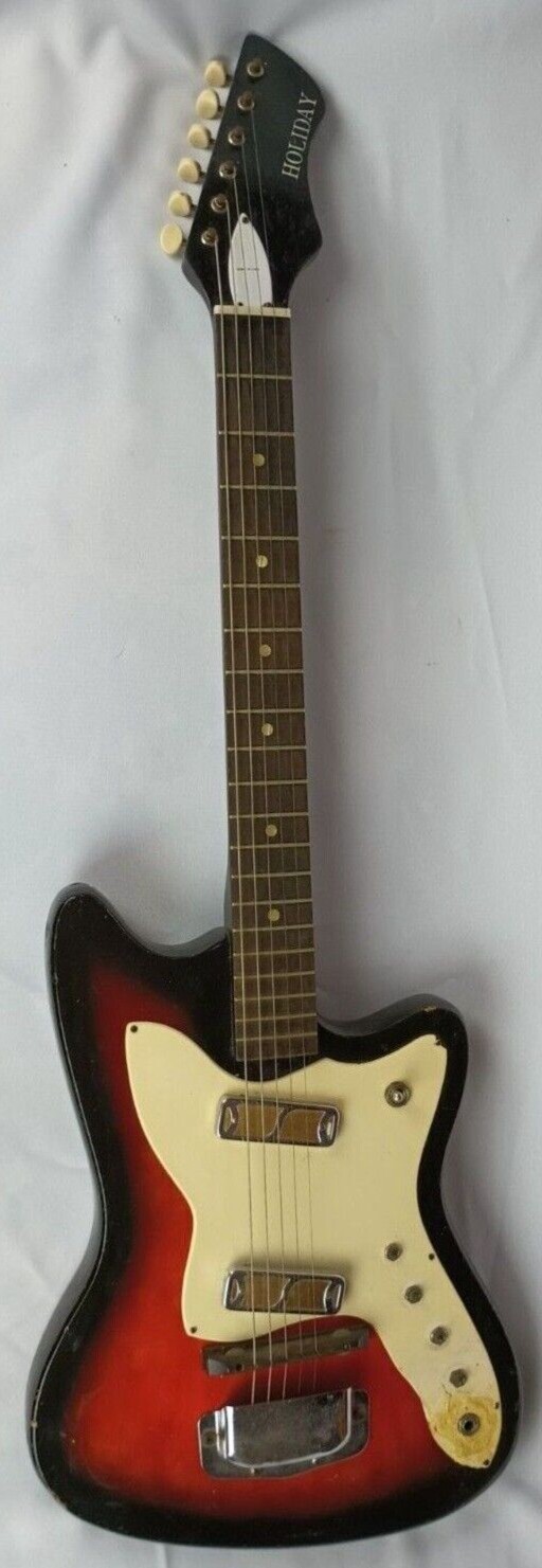 1960’s H15 Bobkat Holiday Brand Vintage Electric Guitar, Gold Foils & CASE