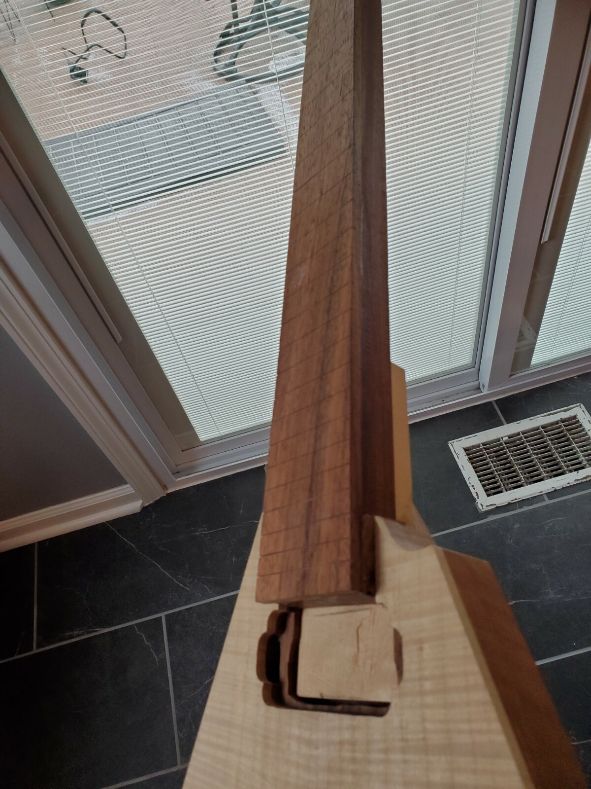Custom guitar project 7 string flying v flame maple mahogany padauk unfinished