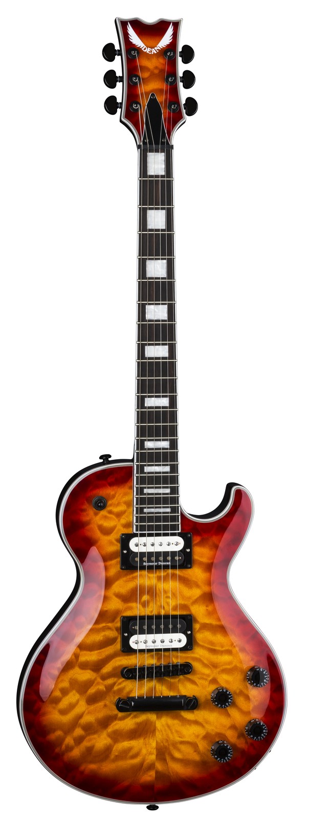 Dean Thoroughbred Select Quilt Top Electric Guitar, Trans Cherry Sunburst, TB SE