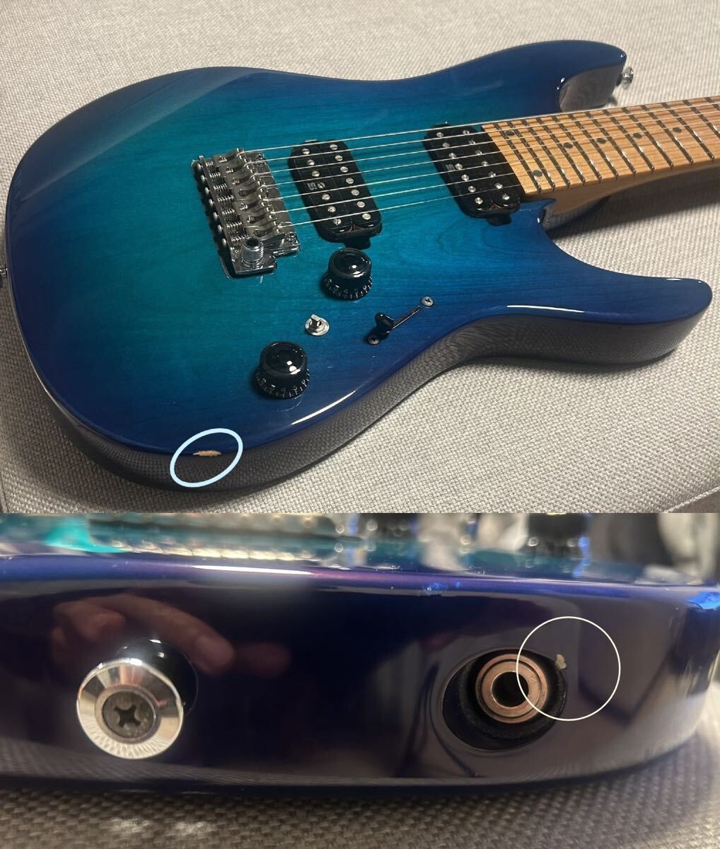 Ibanez AZ24027 Prestige Refinished 7 String Guitar Blue Green Japan Made