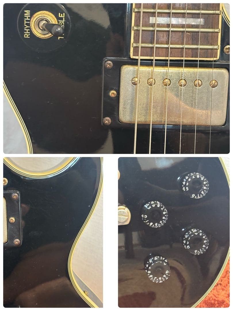 Epiphone Les Paul Custom Electric Guitar Black, Gold Parts, Block Inlay