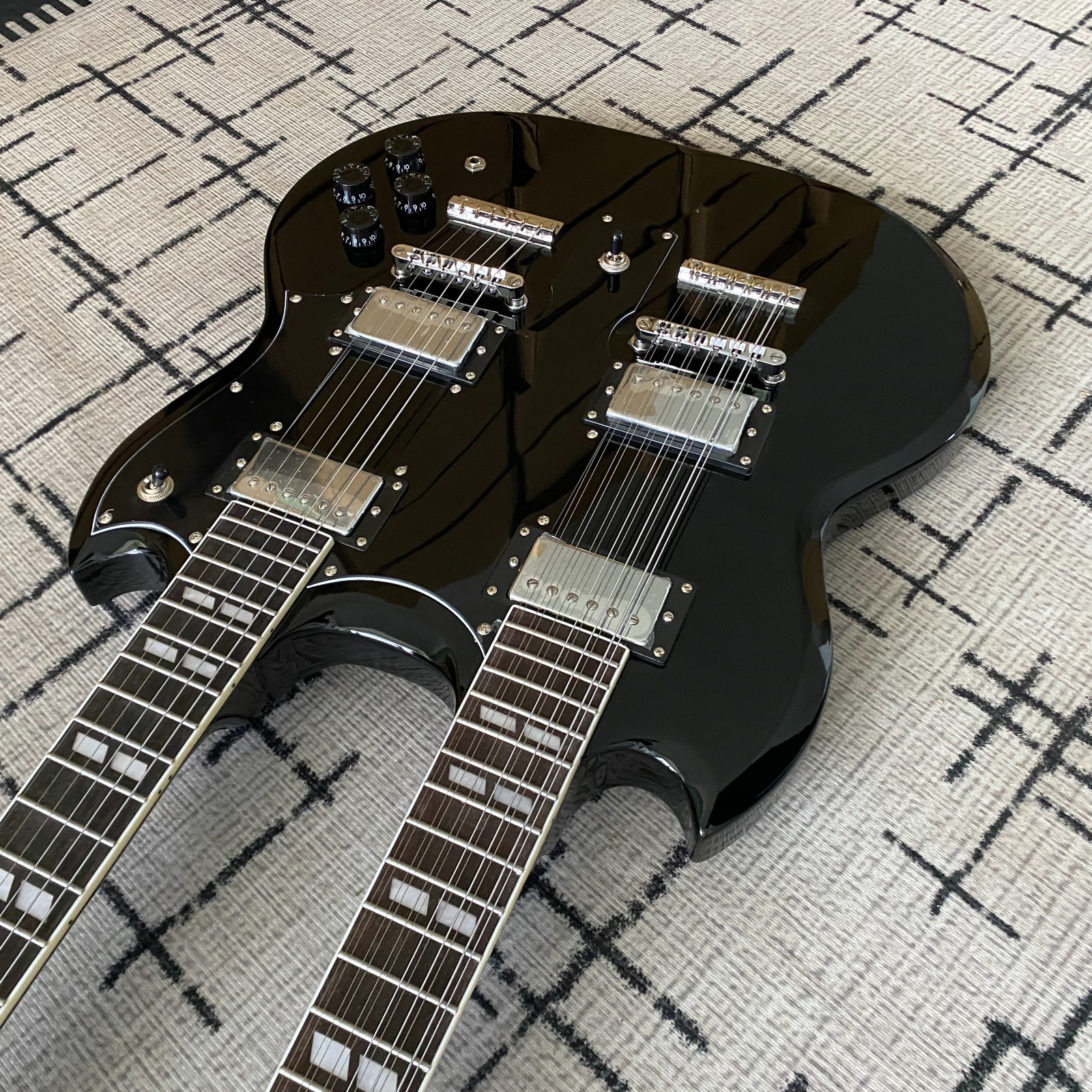 SG Double Neck Electric Guitar Jimmy Page 12+6 Black