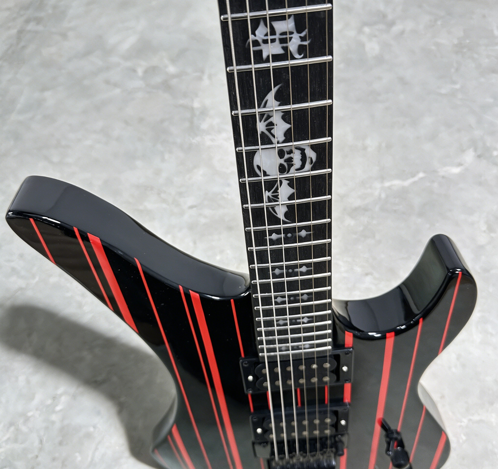 Black Red Striped Synyster Gates Style Electric Guitar HH Pickups Floyd Rose