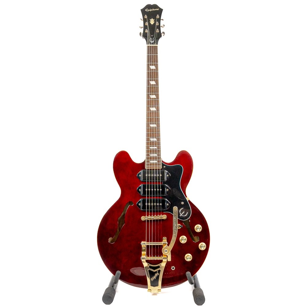 Epiphone Riviera Custom P93 Semi-Hollow Electric Guitar Wine Red w/ Bigsby P90s