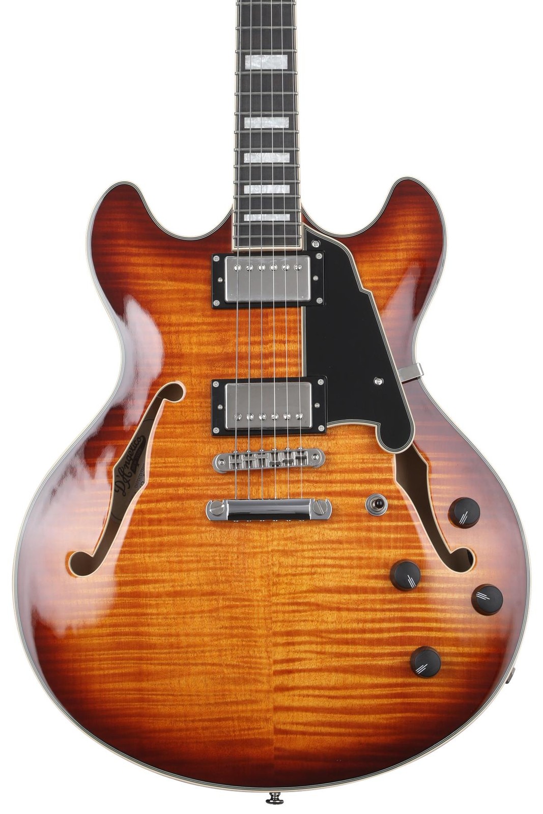 D’Angelico Premier DC Electric Guitar – Dark Iced Tea Burst with Stopbar