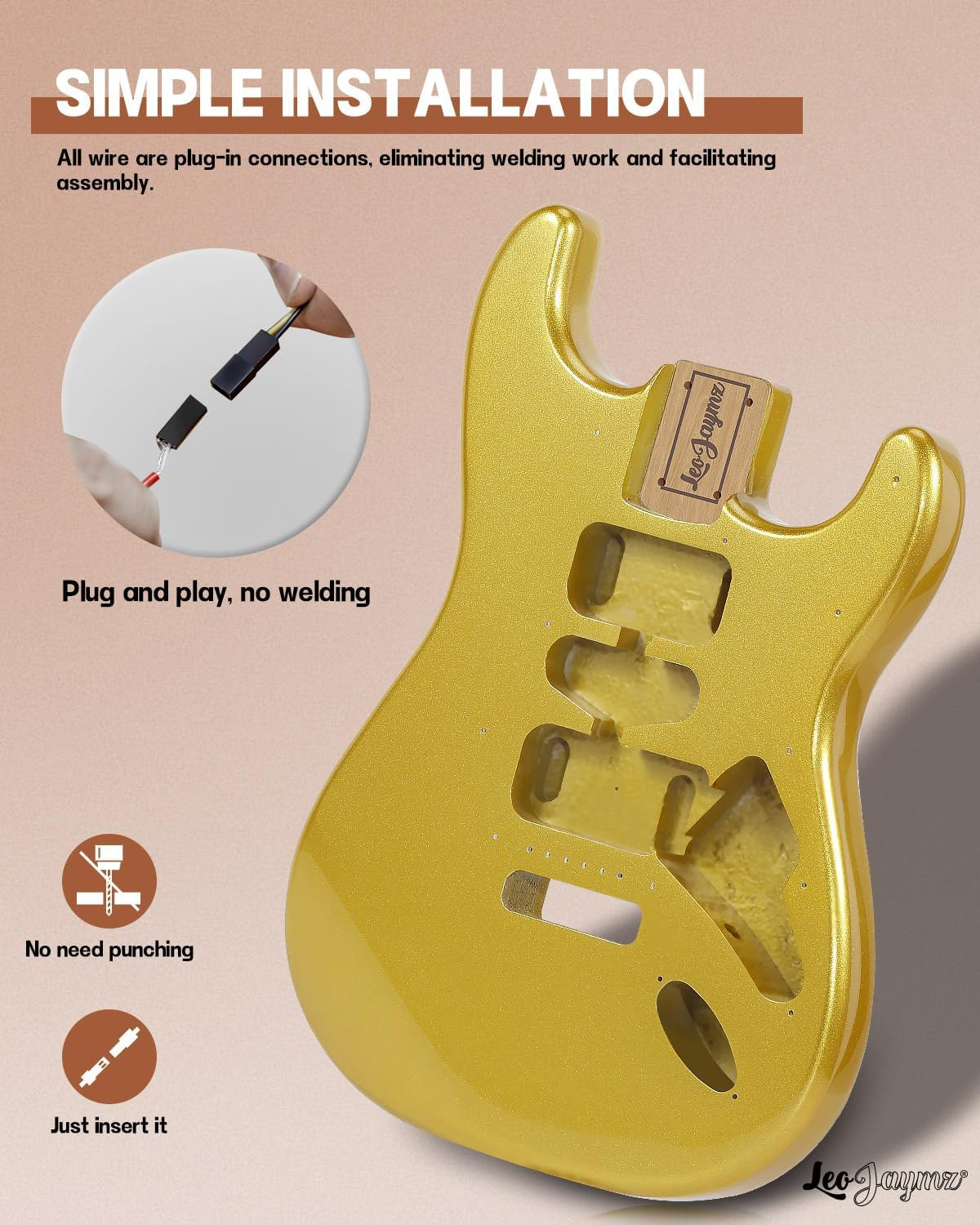 DIY ST Style Electric Guitar Kits,Spray-Painted Mahogany Body,Laurel Wood Finger