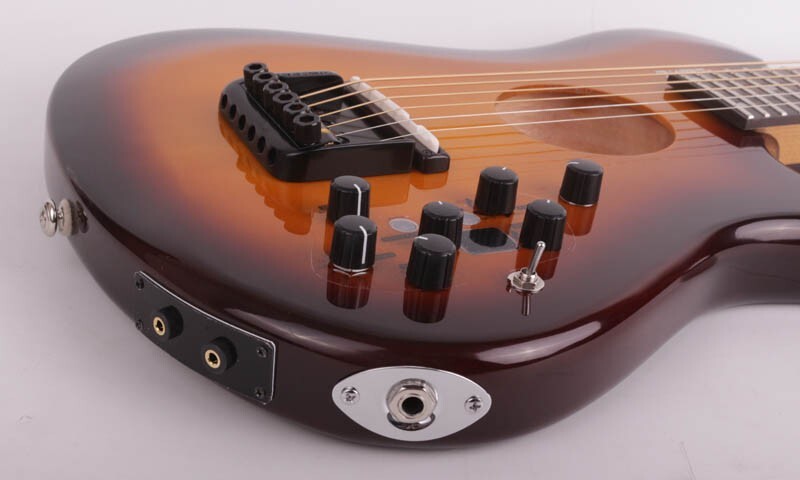 Headless electric acoustic guitar silent travel portable built in effect