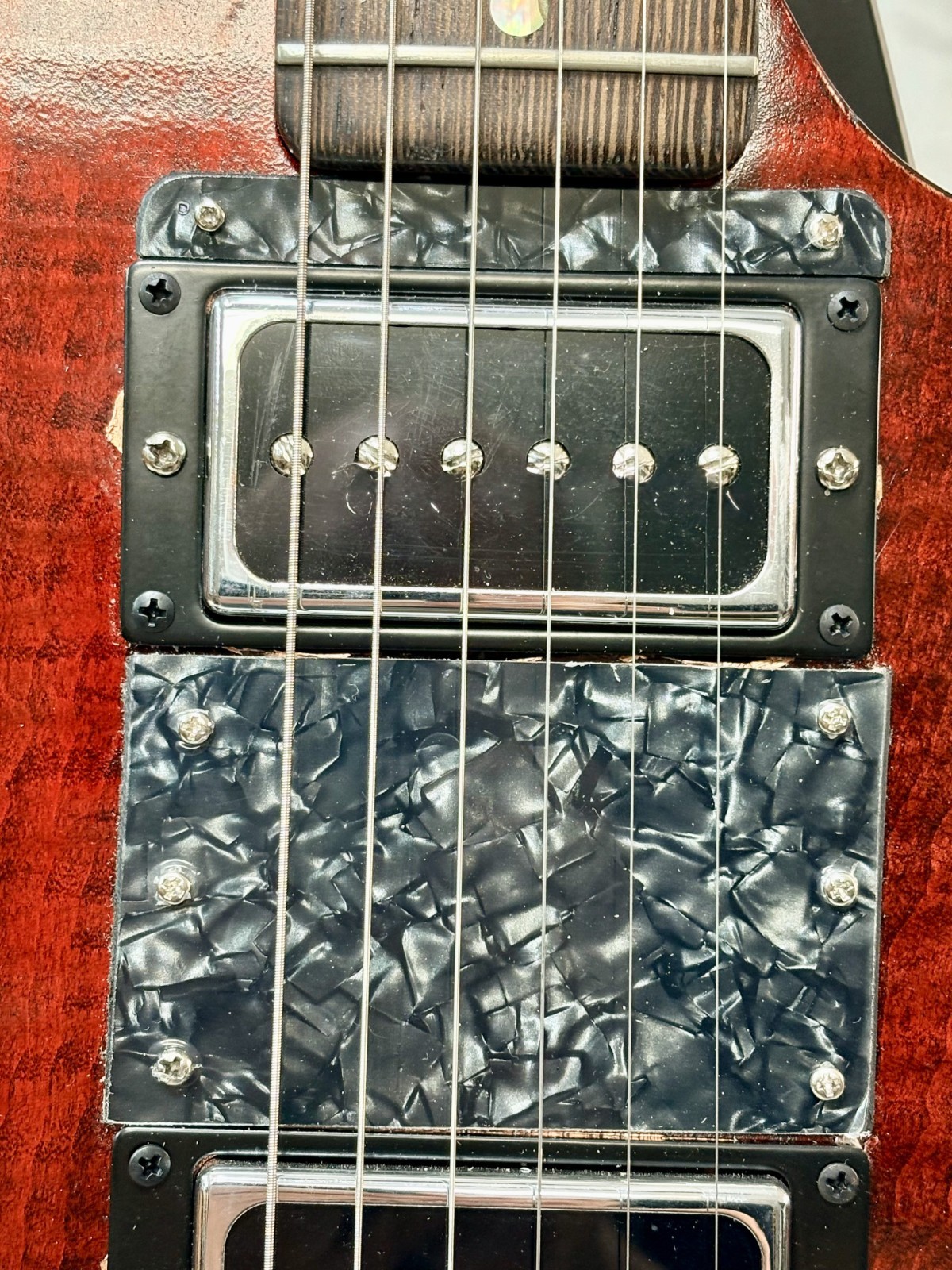 New red electric guitar with hard case, luthier made