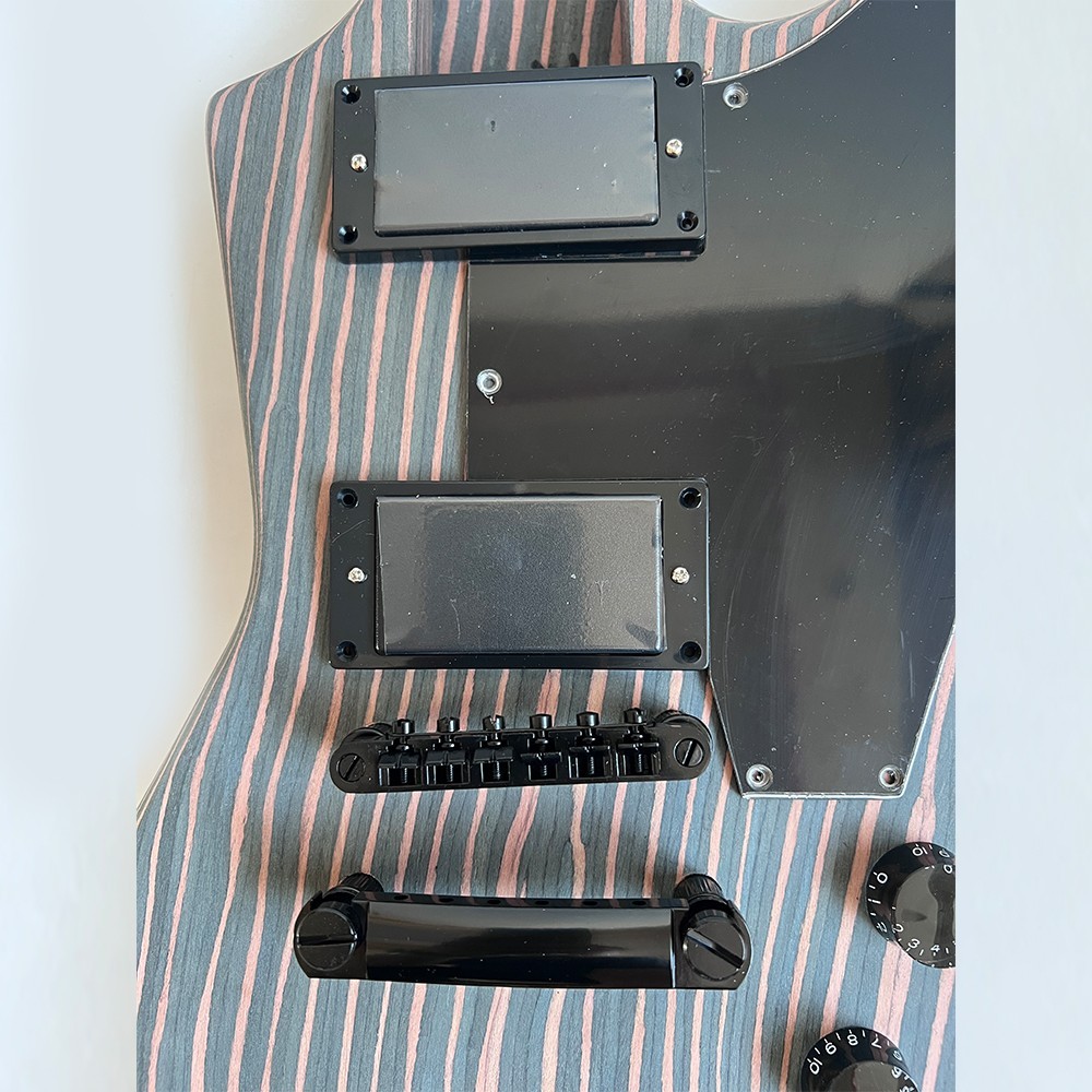 DIY Electric Guitar Kits Zebrawood Set In Bone Nuts 22 Frets Free Shipping