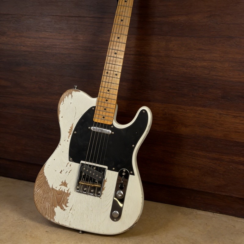 Aged White TL Electric Guitar SS Pickups Maple Neck Black Pickguard Chrome Part