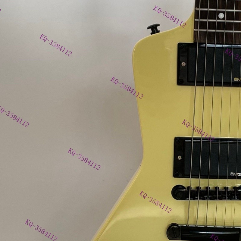 Solid Body Electric Guitar Stainless Rounded Fret Edge Black Parts Cream Stock