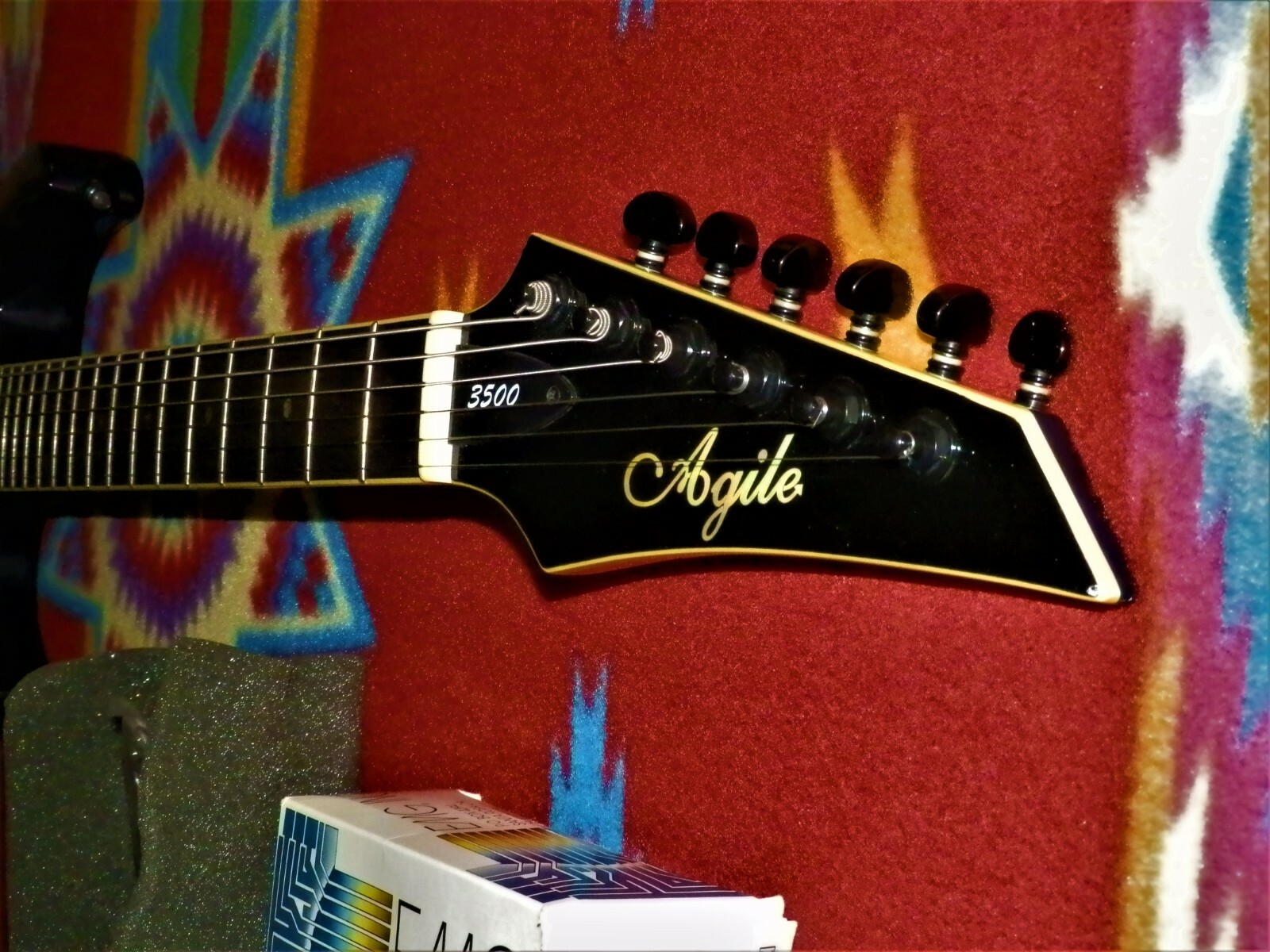 Agile Baritone Electric Guitar 3500 Ebony fretboard EMG 85 Blue flame Rare Metal