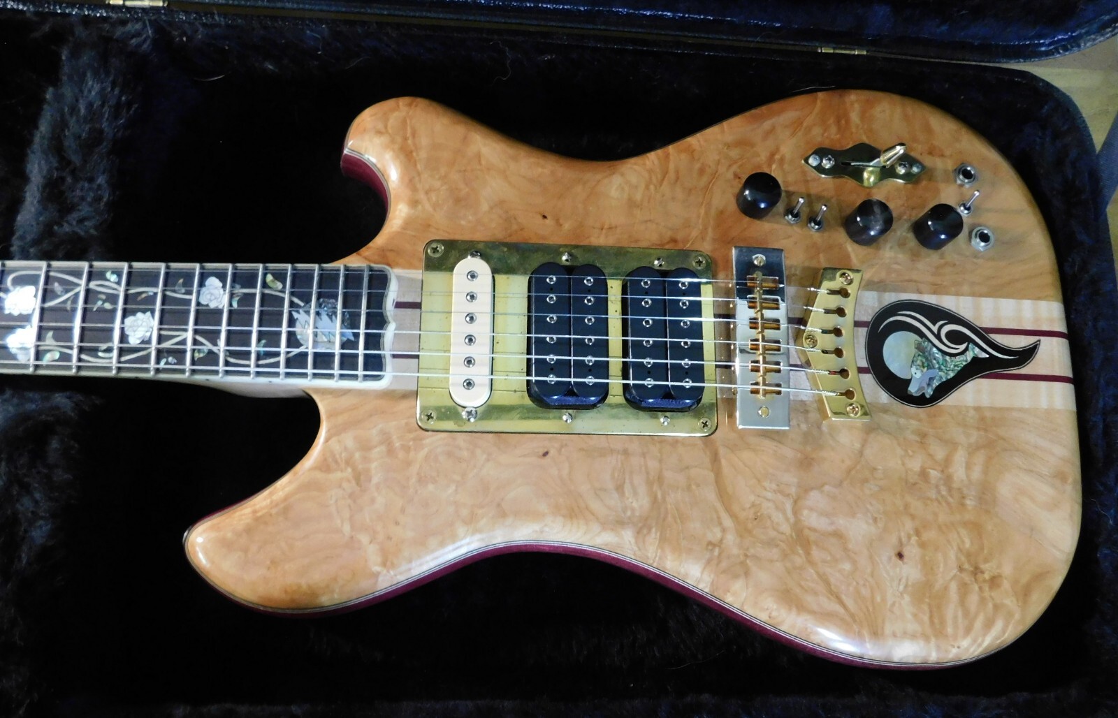Bil Mitchell Tribute 2 Electric Guitar Maple Burl/Purpleheart !