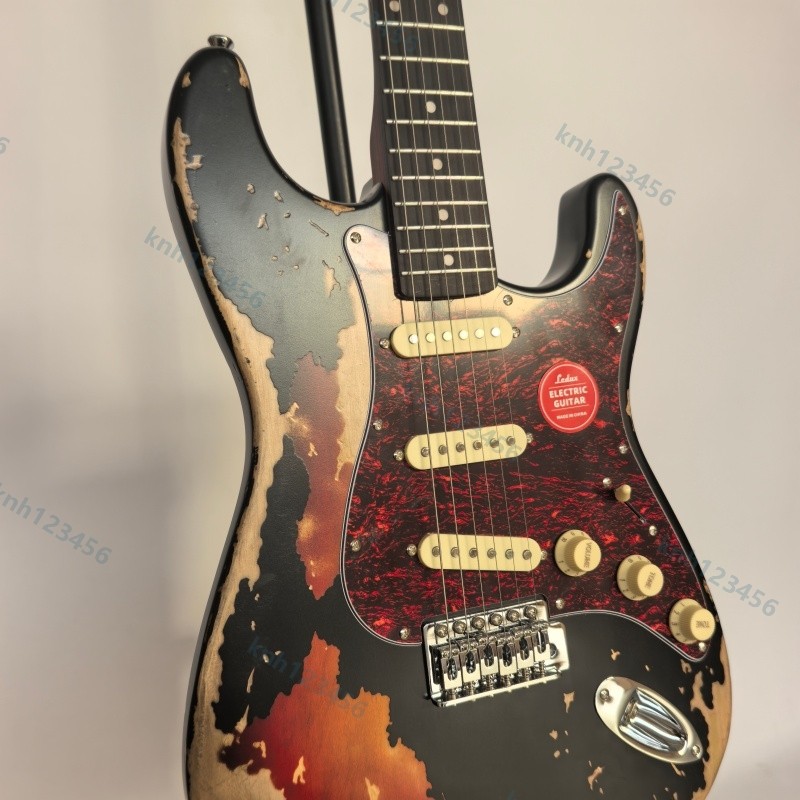 Heavy Aged Solid Body Electric Guitar Stainless Rounded Fret Edge Bone Nut Local
