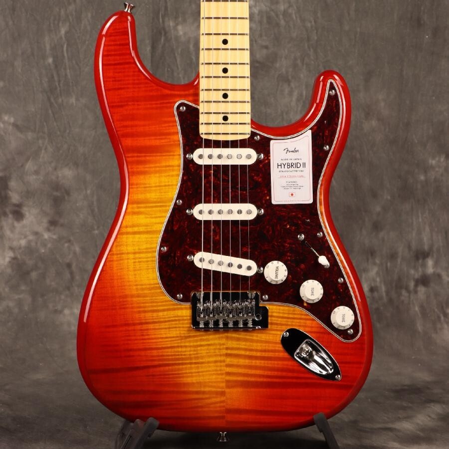 Fender 2024 Collection MIJ Hybrid II Stratocaster Flame Sunset Orange Transparen