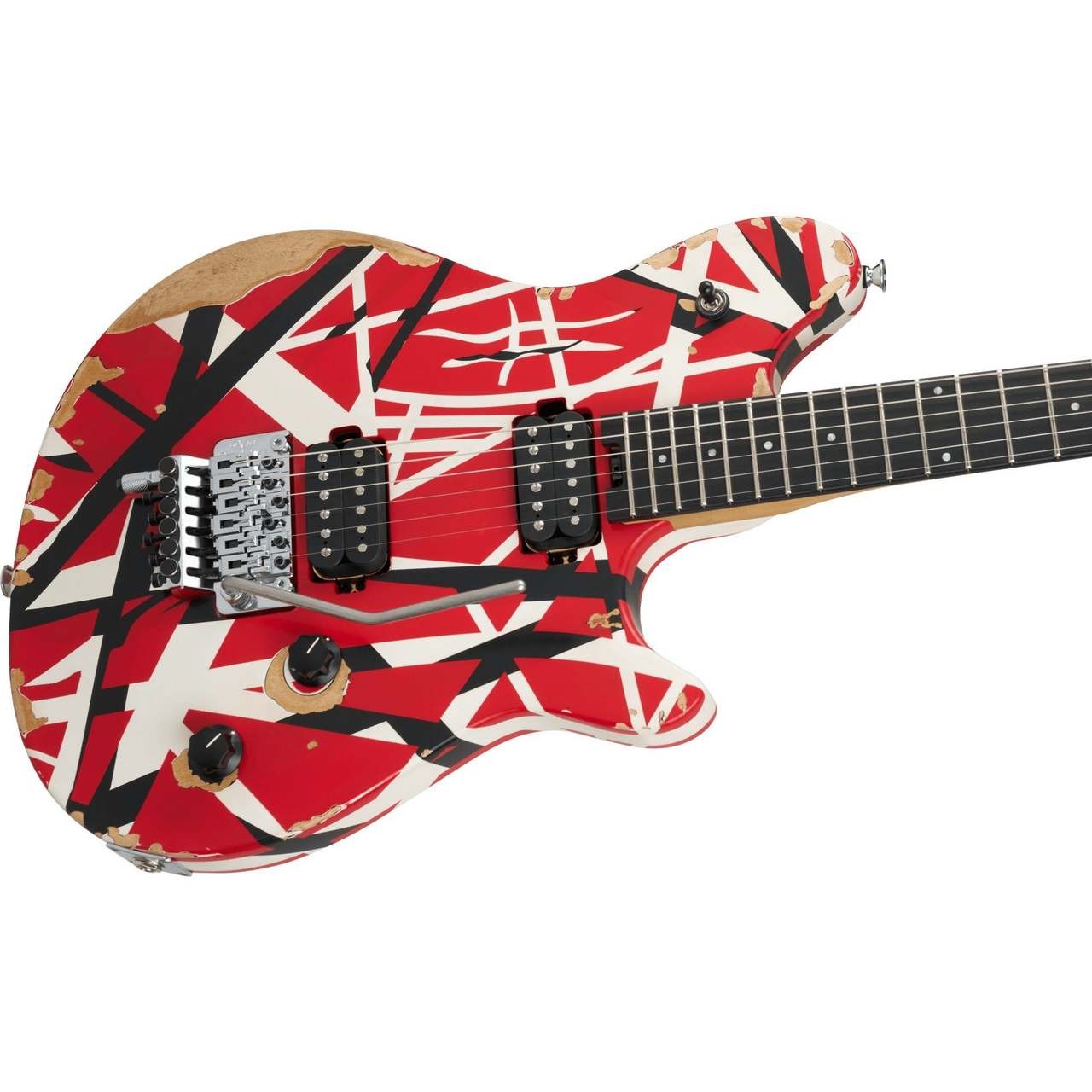 EVH Limited Edition Wolfgang Special Striped Series Ebony FB Red Black and White