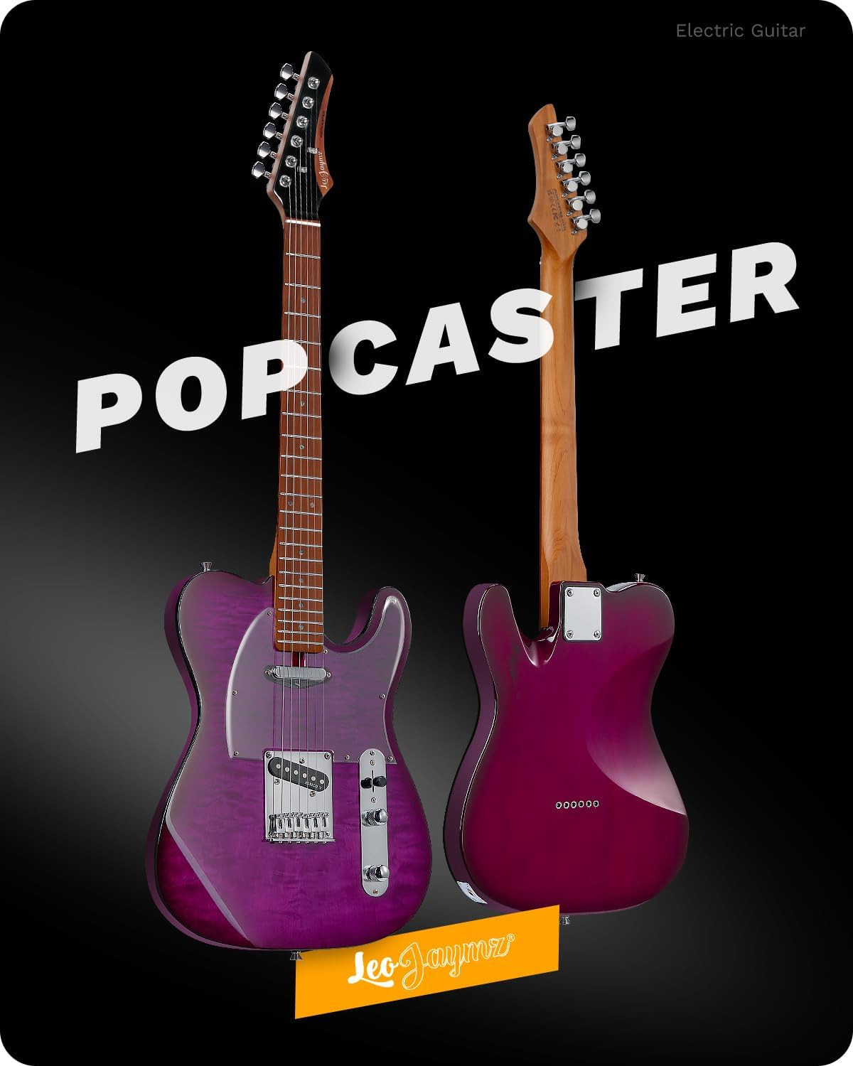 Leo Jaymz TL Electric Guitar Flame Maple Mahogany Alnico V Locking Purple