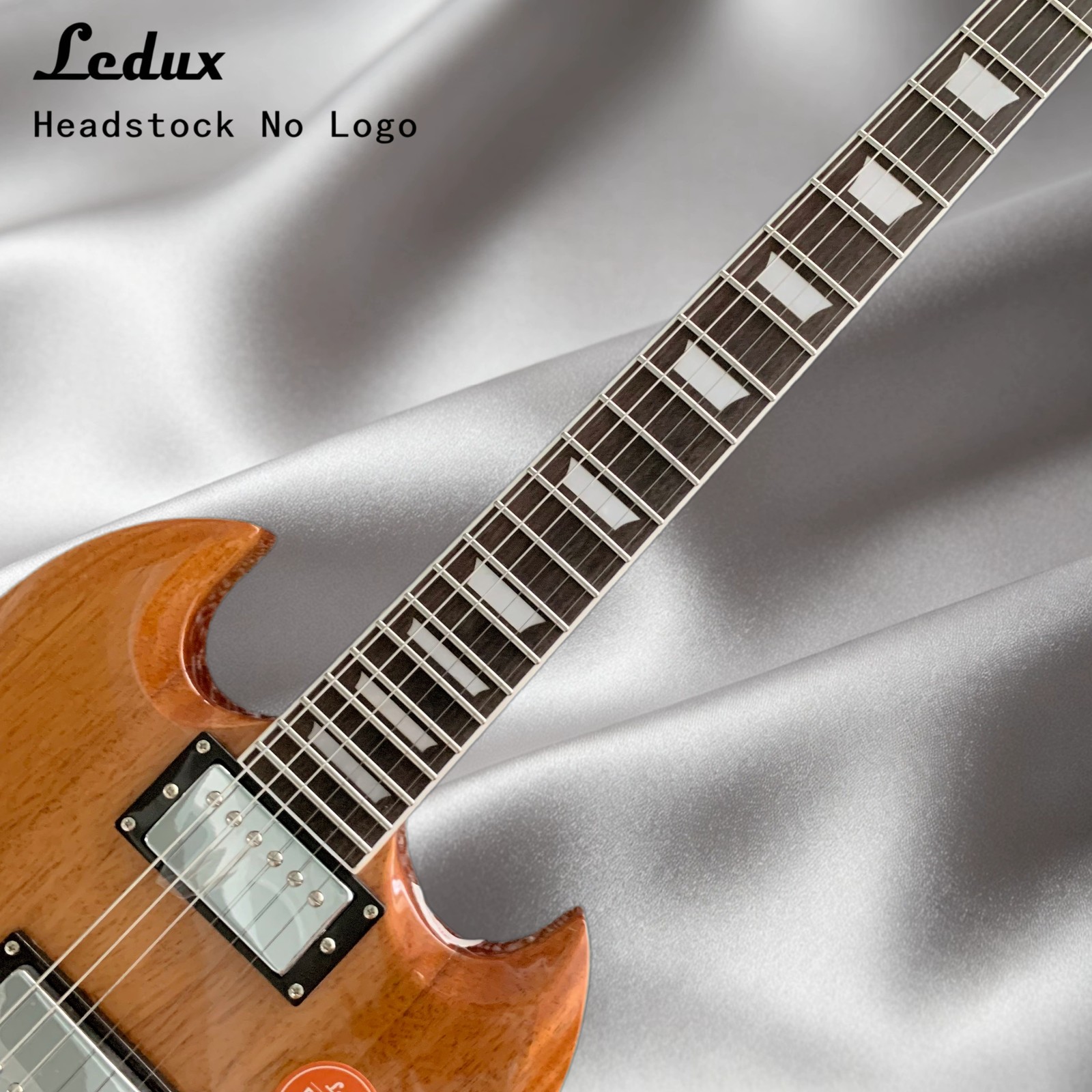 Solid Electric Guitar Natural Mahogany Finish HH Pickups Bone Nut 22 Frets
