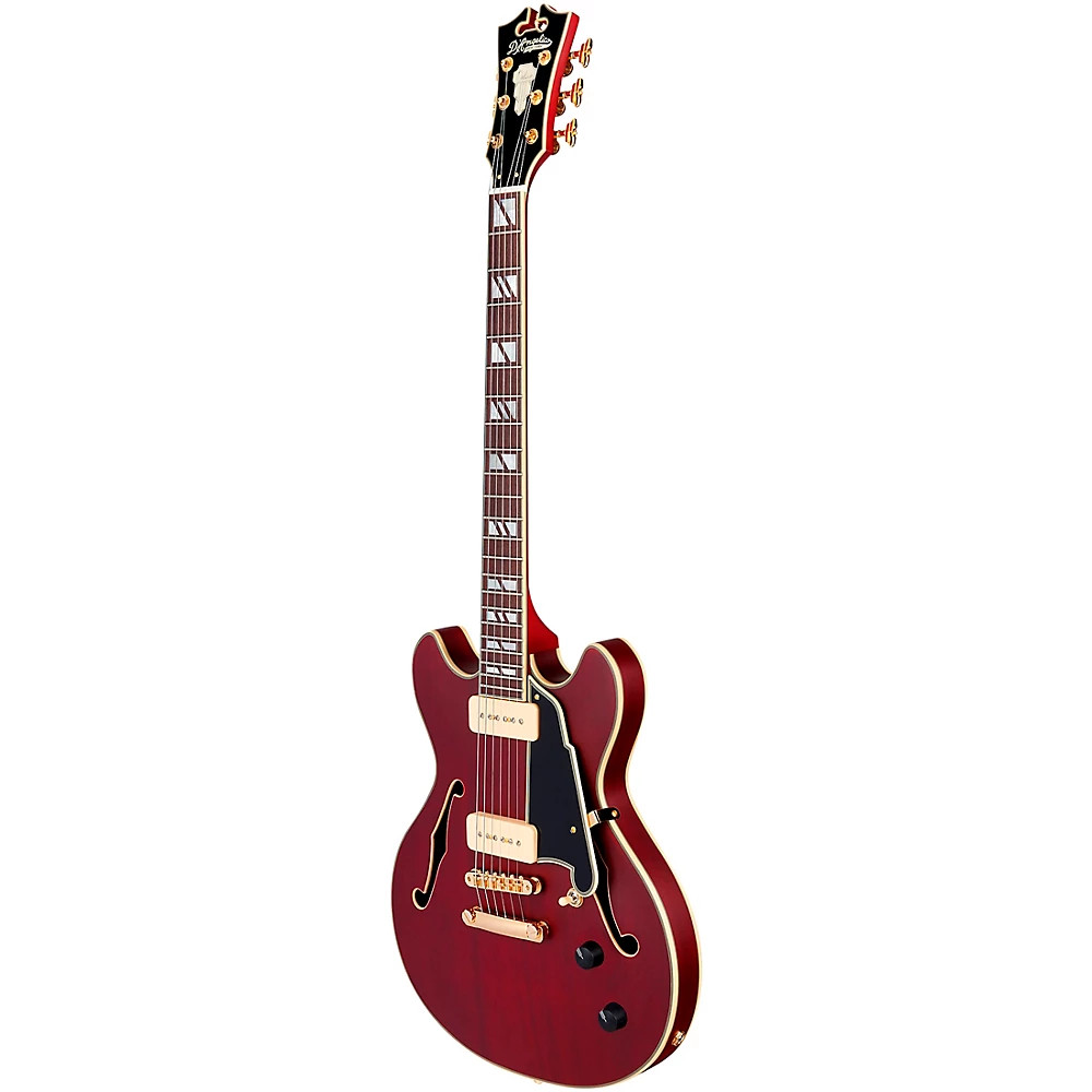 D’Angelico Deluxe Mini DC SemiHollow Electric Guitar Satin Trans Wine