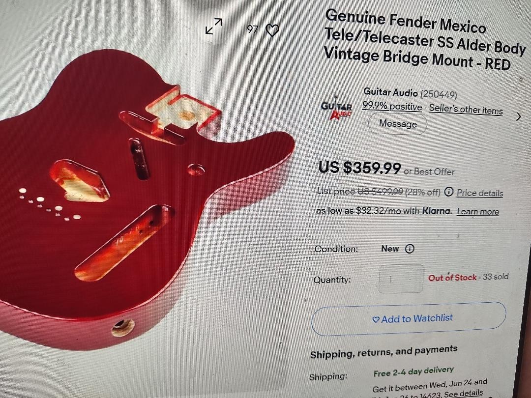 Fender Snakehead Telecaster 16 inch radius NECK FREE SHIPPING.