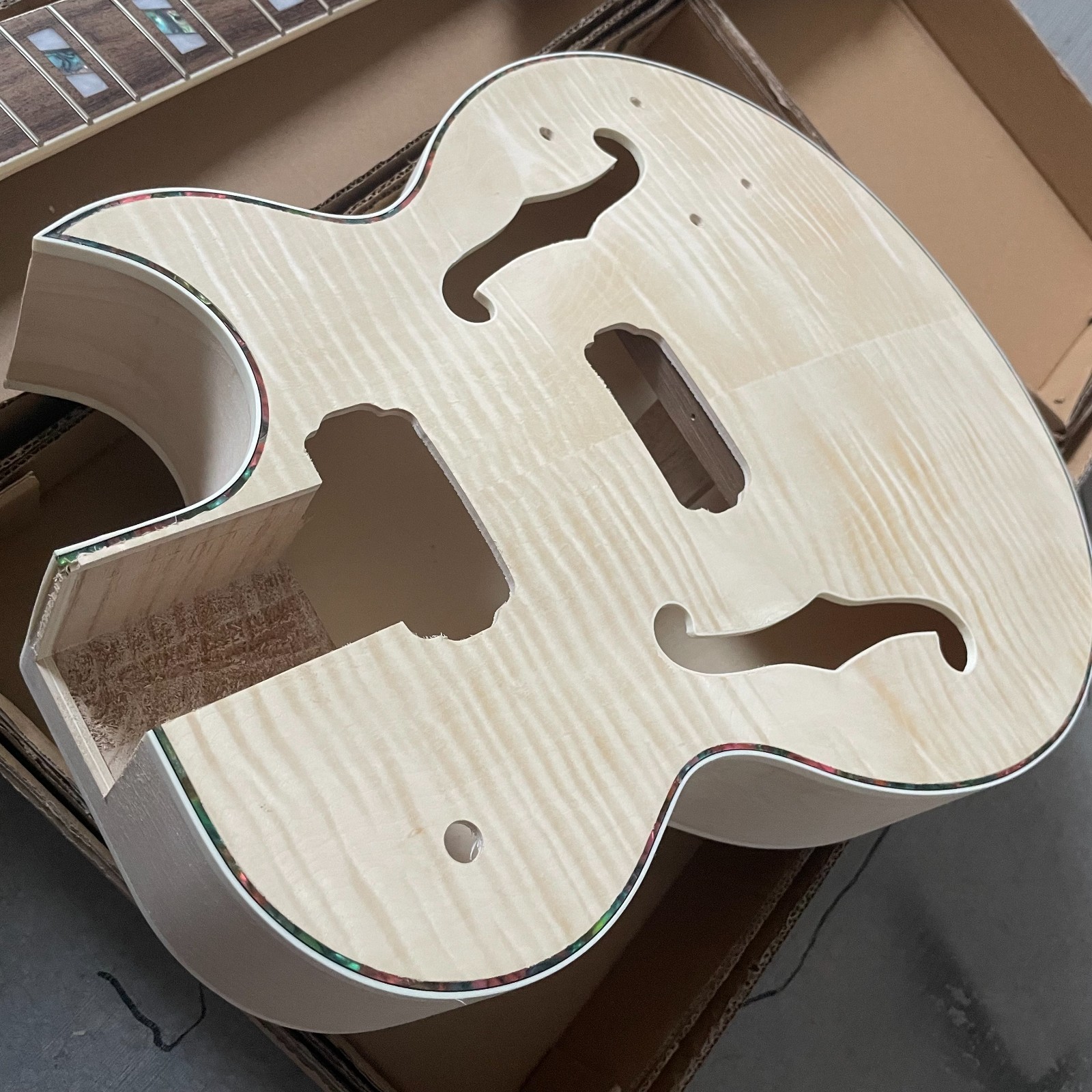 Diy Electric Guitar Archtop Kit Natural Jazz Hollow Gold Accessories