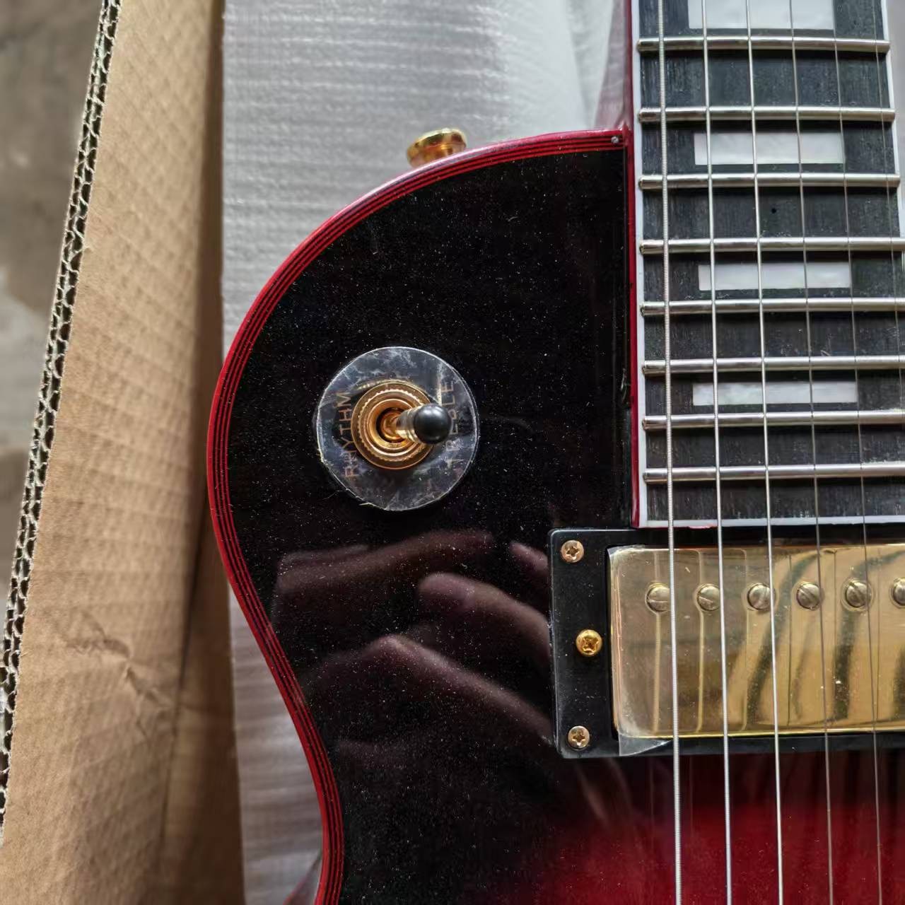 Custom Solid Body “Red Widow” Electric Guitar Gold Hardware Flame Maple Top