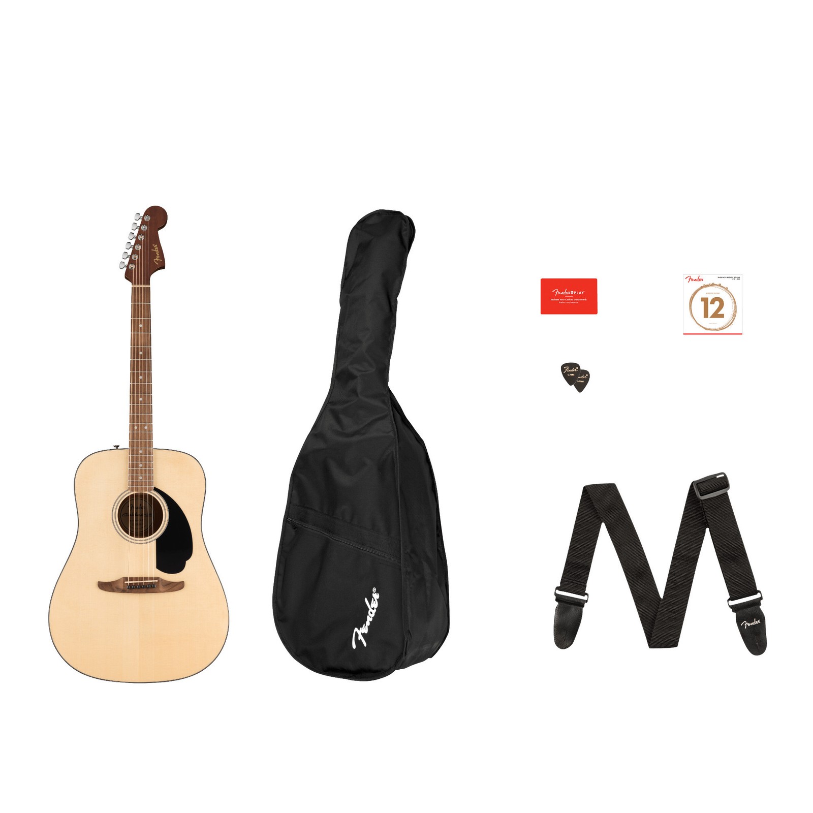 Fender California Standard Redondo Pack, Spruce Top, Black Pickguard, Natural