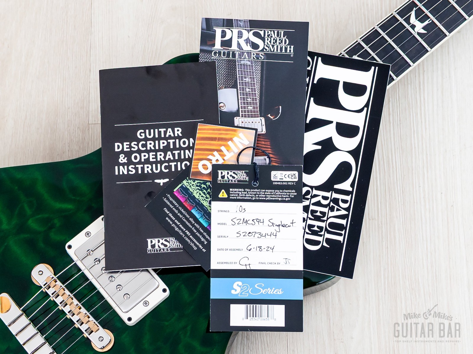 Paul Reed Smith S2 Wood Library McCarty 594 Singlecut Emerald w/ Ebony Board