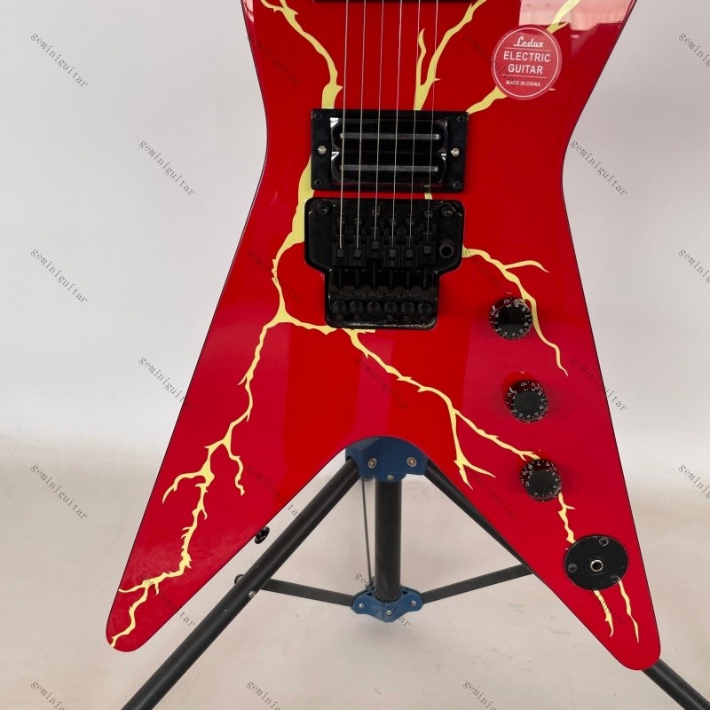 solid Dimebag electric guitar red Lightning tremolo bridge Rounded fret Edge