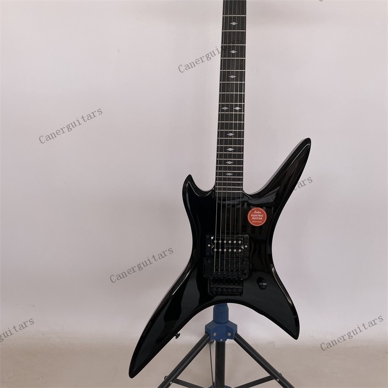 Solid Electric Guitar FR Bridge Stainless Rounded Fret Edge Black Free Shipping