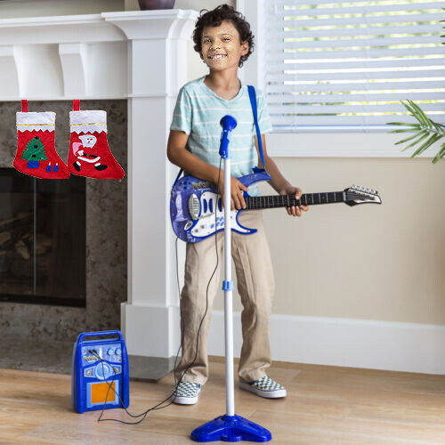 Kids Multi-color Electric Guitar Set MP3 Player Learning Toys Microphone, Amp