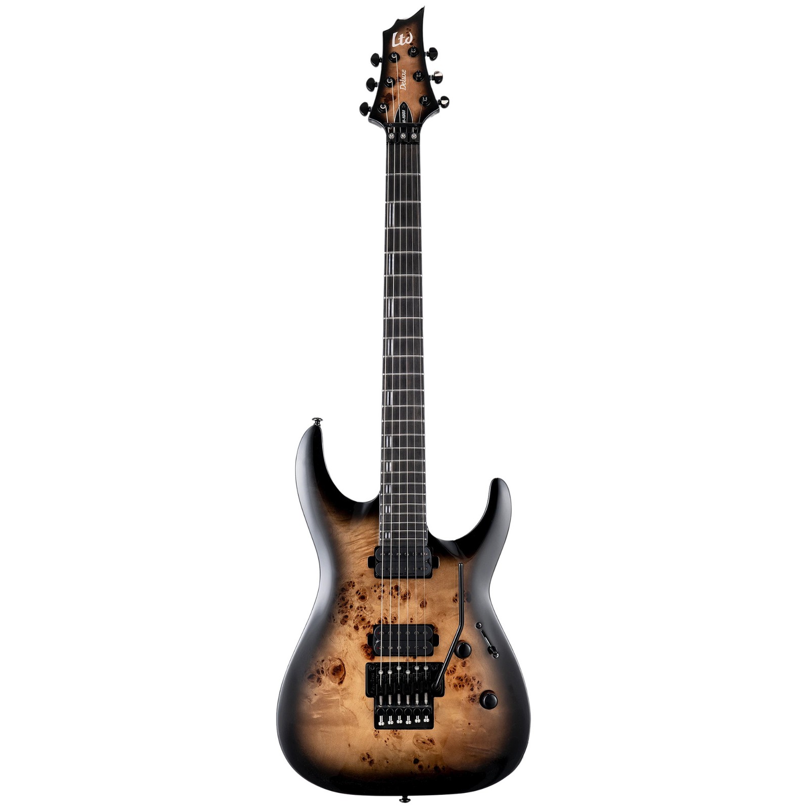 Excellent ESP LTD H-1001FR Electric Guitar, Floyd Rose Bridge, Black Natural Bur