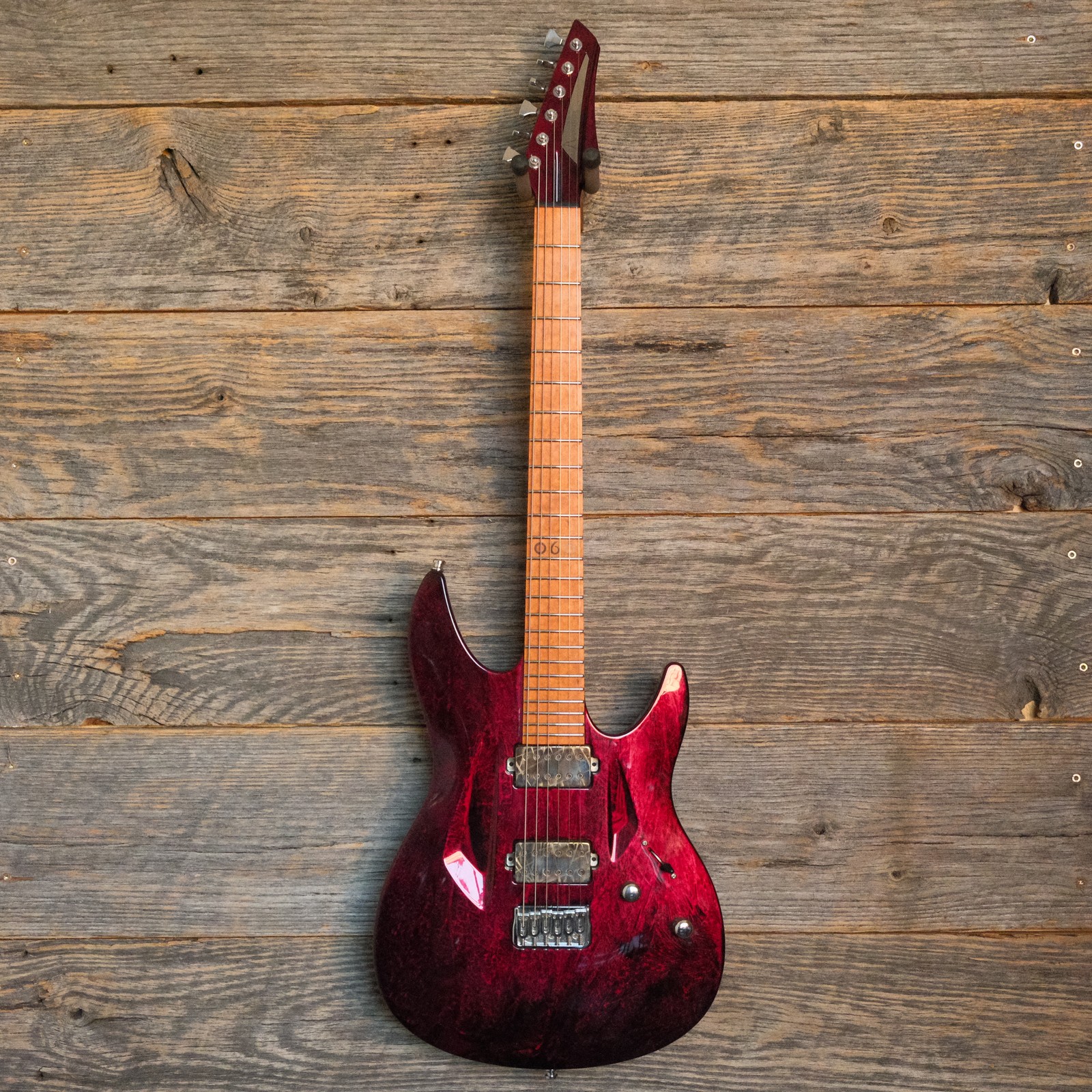 Used Aristides 060 Custom Build Guitar – Ruby Red Marble Burst Gloss w/Case