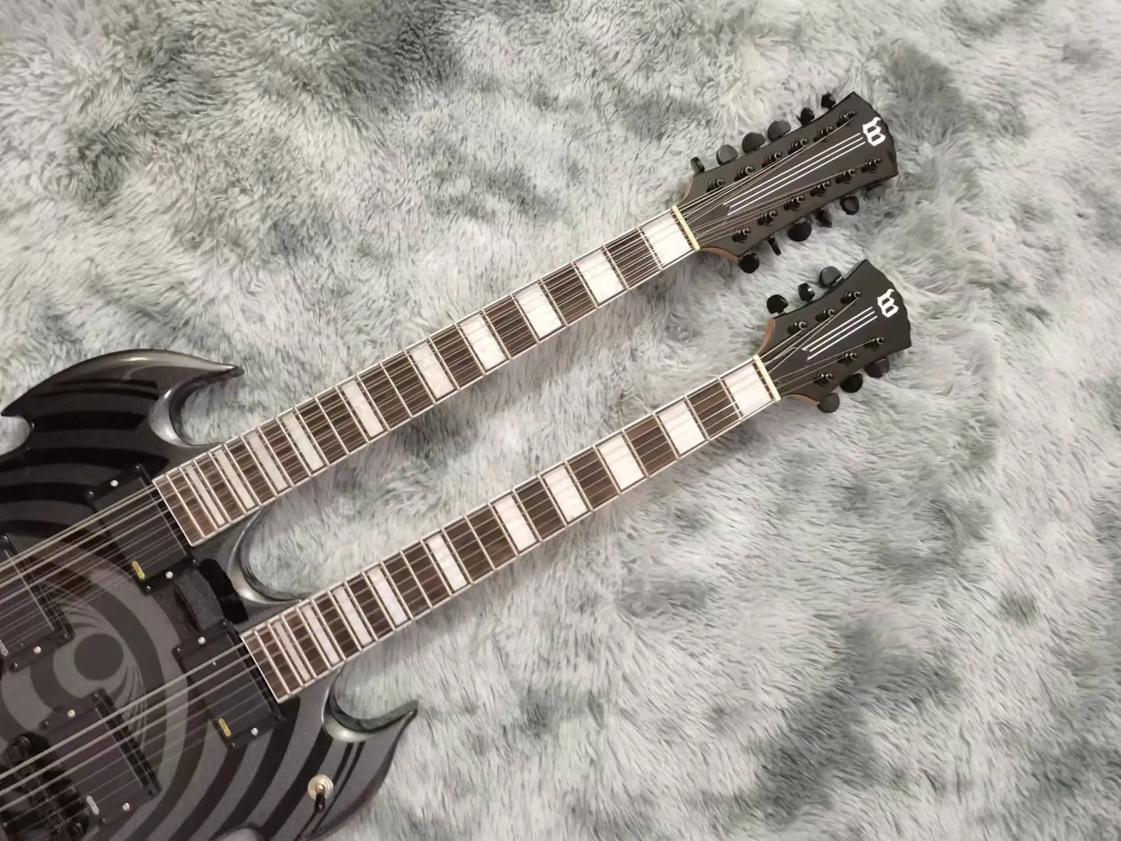 12 String+6string Double Neck Electric Guitar,Zack Ring,black Parts,customizable