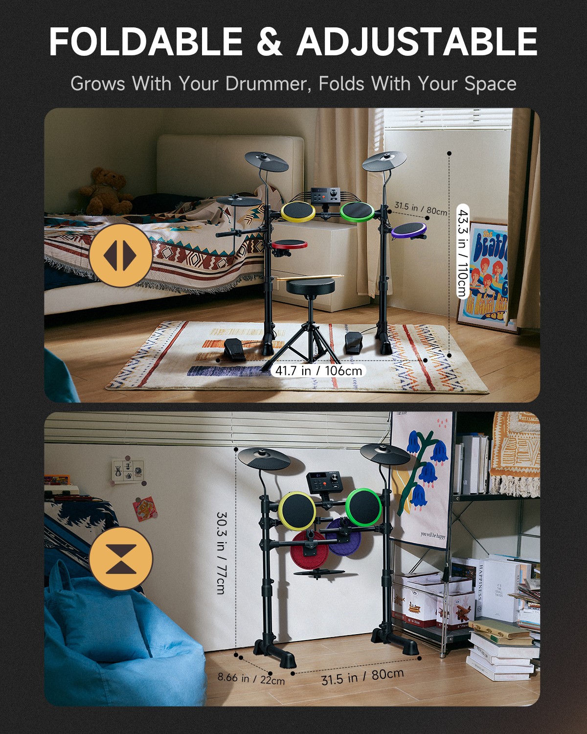 Donner DED 70SE 15 Kits Electronic Drum Set Type-C Charging Port MIDI