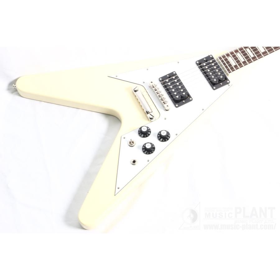 Edwards E-FV-LTD Vintage White Flying V type electric guitar with gig bag