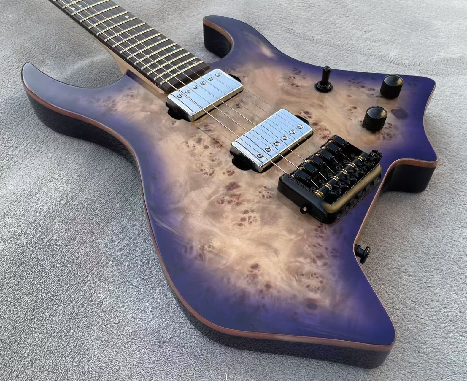 Headless Electric Guitar 6 Strings Abalone Dots Inlays Glossy Finished Guitarra