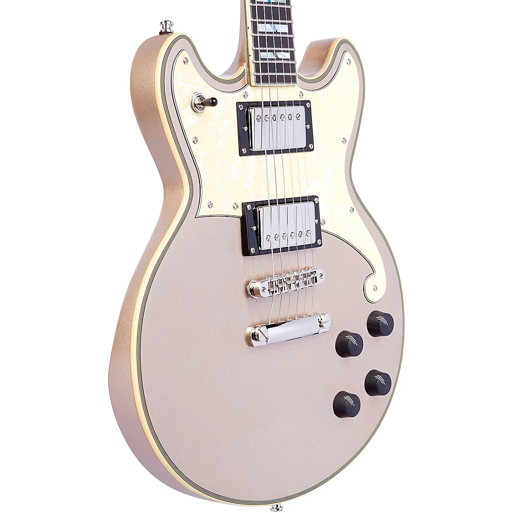 D’Angelico Deluxe Brighton Solidbody Guitar Duncan Humbuckers Stopbar Desert Gld