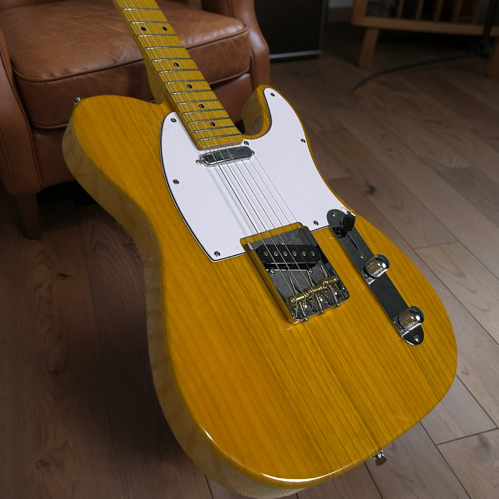 Tele Electric Guitar Maple Fretboard Ash Body Transparent Yellow Color 6 String