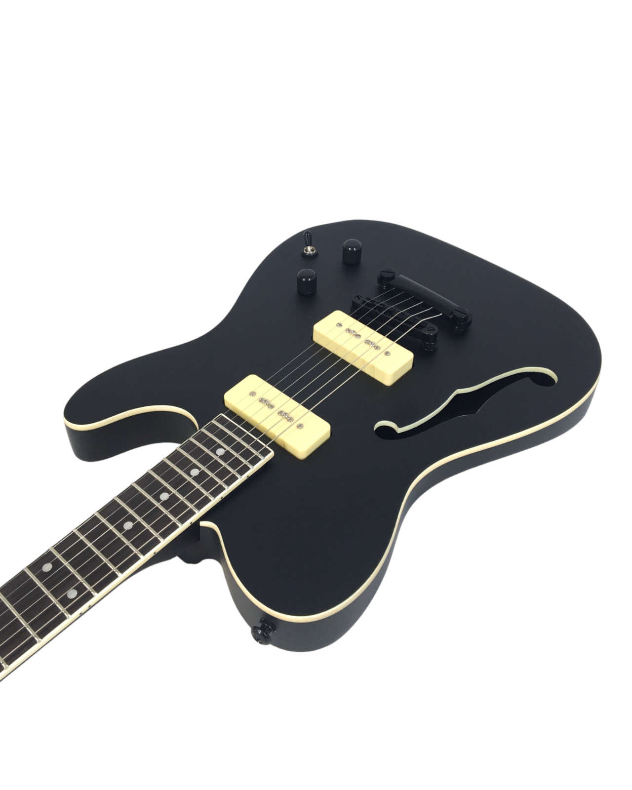 Haze Satin Black Semi-Hollow Body Electric Guitar, H-H + Free Gig Bag. HSE-501BK