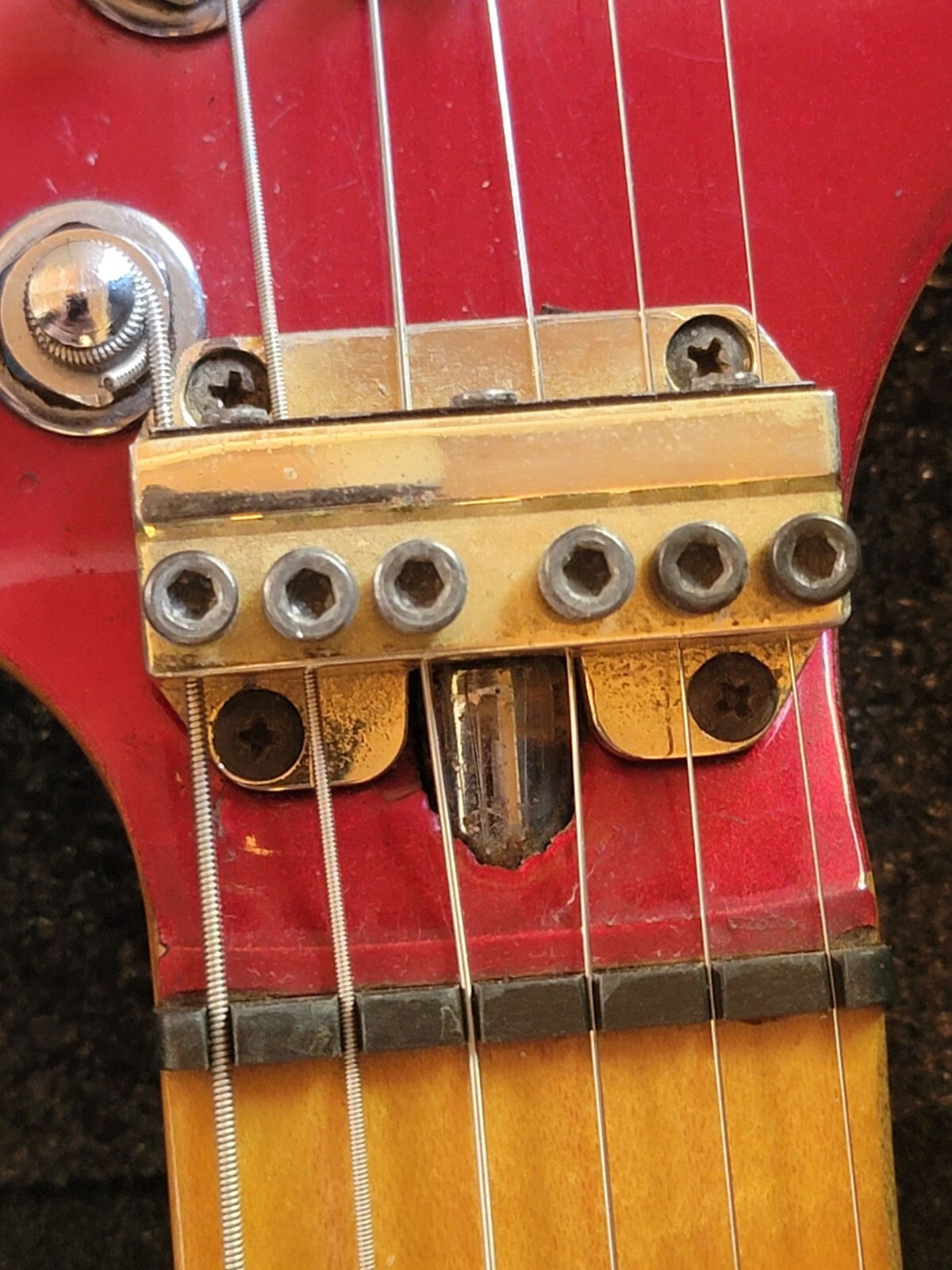 SIGNED Roland G-505 Mid-80s Metallic Red w/ Washburn Wonderbar Tremolo – Etched