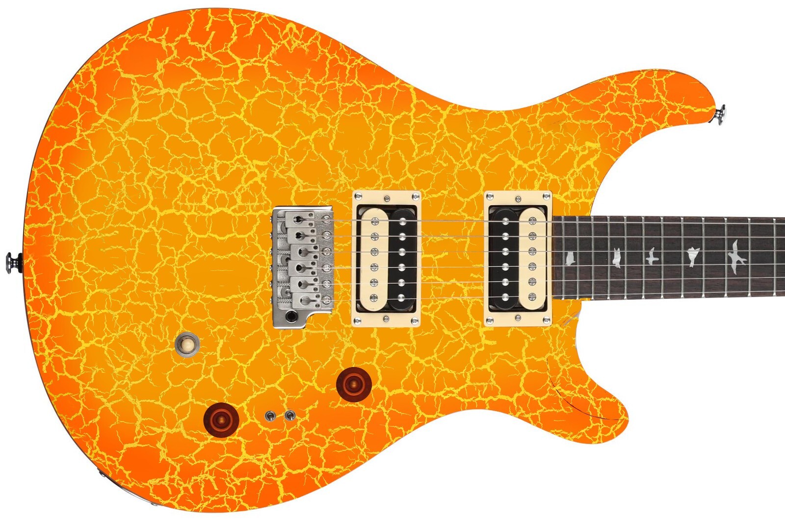 Guitar Wrap Skin Reface Iconic 80’s Burst 6 Volt Crackle Orange Blister 1219