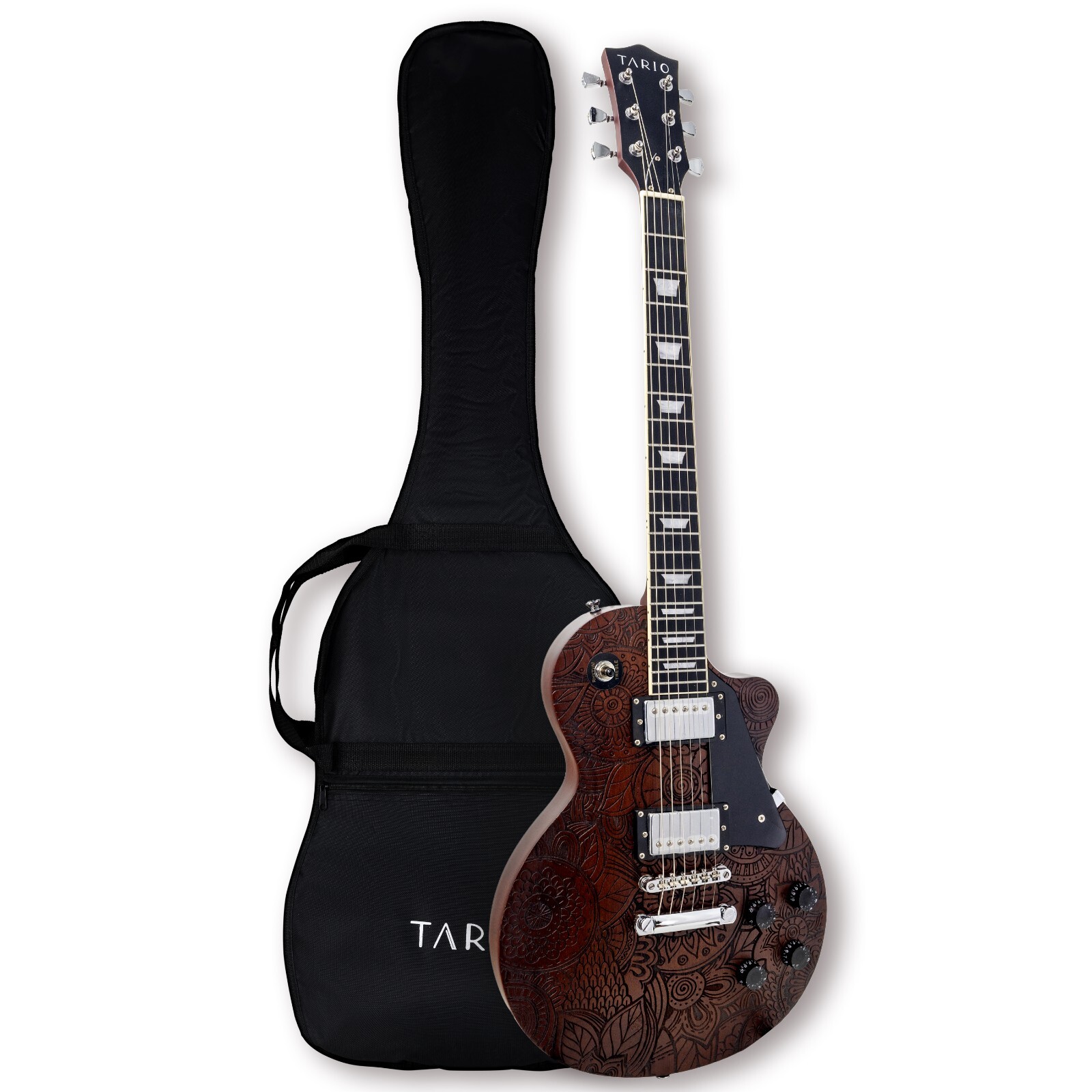Electric Guitar Surface engraving pattern design Guitar Okoume Body with Bag
