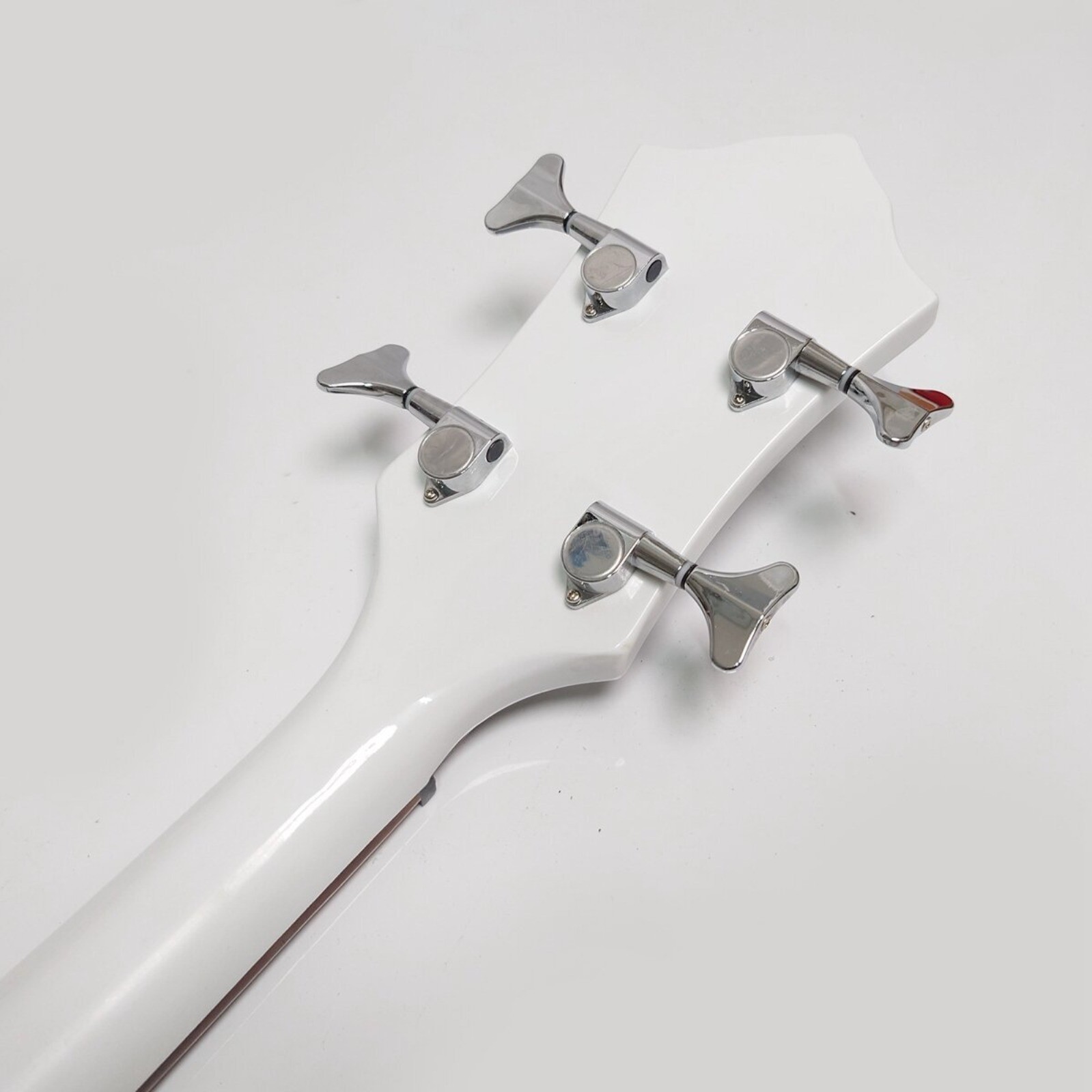 4 String Electric Bass Guitar White Flame Shape Dual Pickup Chrome Hardware
