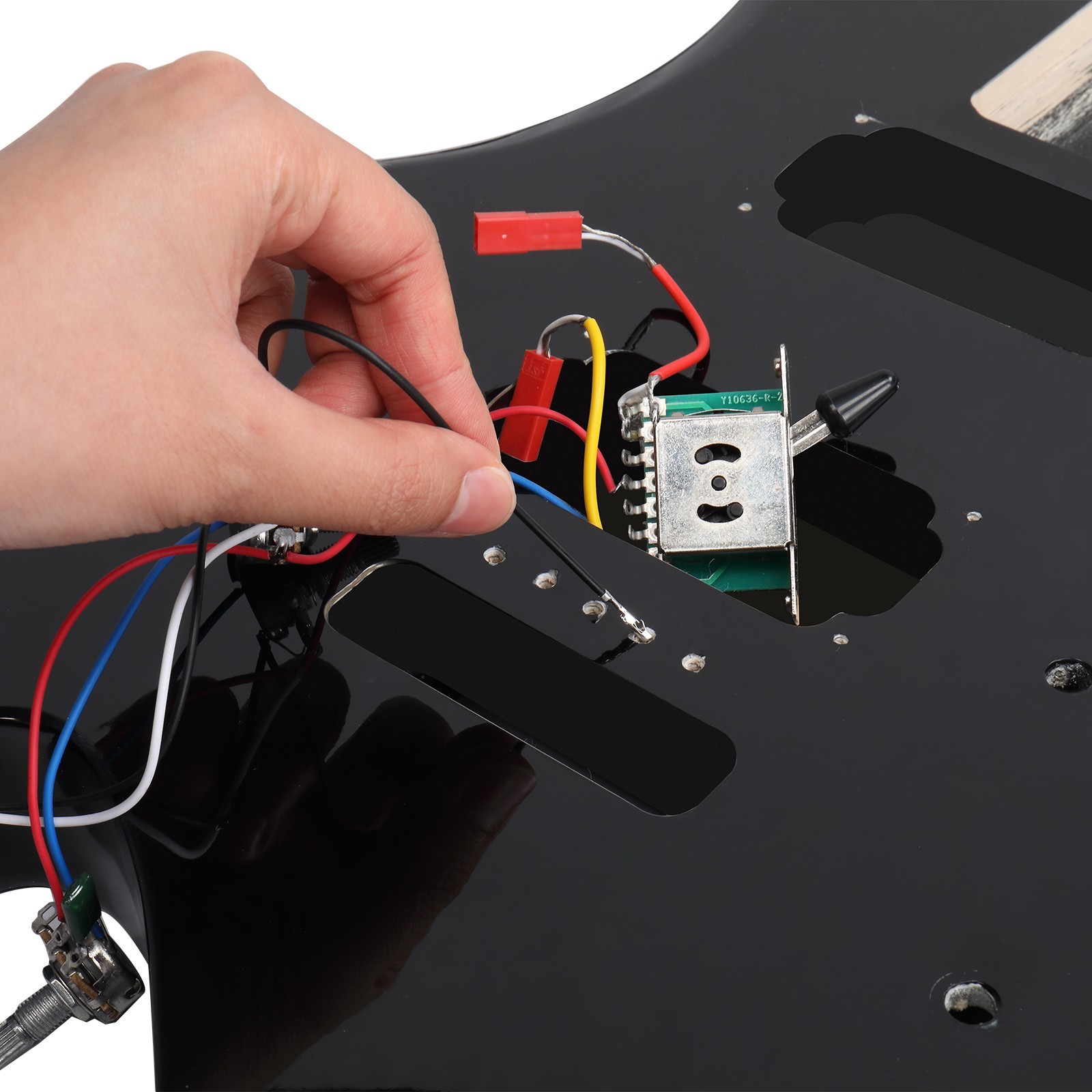DIY Flame Shape 6 String HSH Electric Guitar Kit Mahogany Body Black Accessories