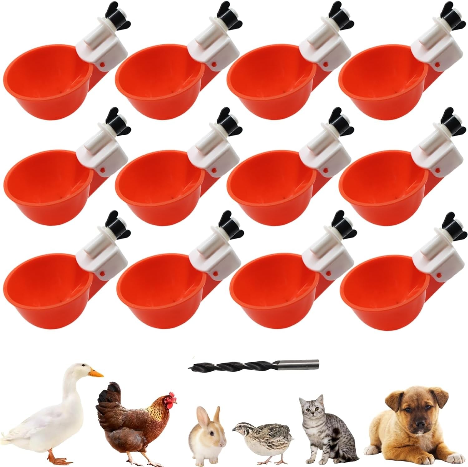 Chicken Waterer Cups, 12 Packs Poultry Water Feeder with Drill, Large Poultry…