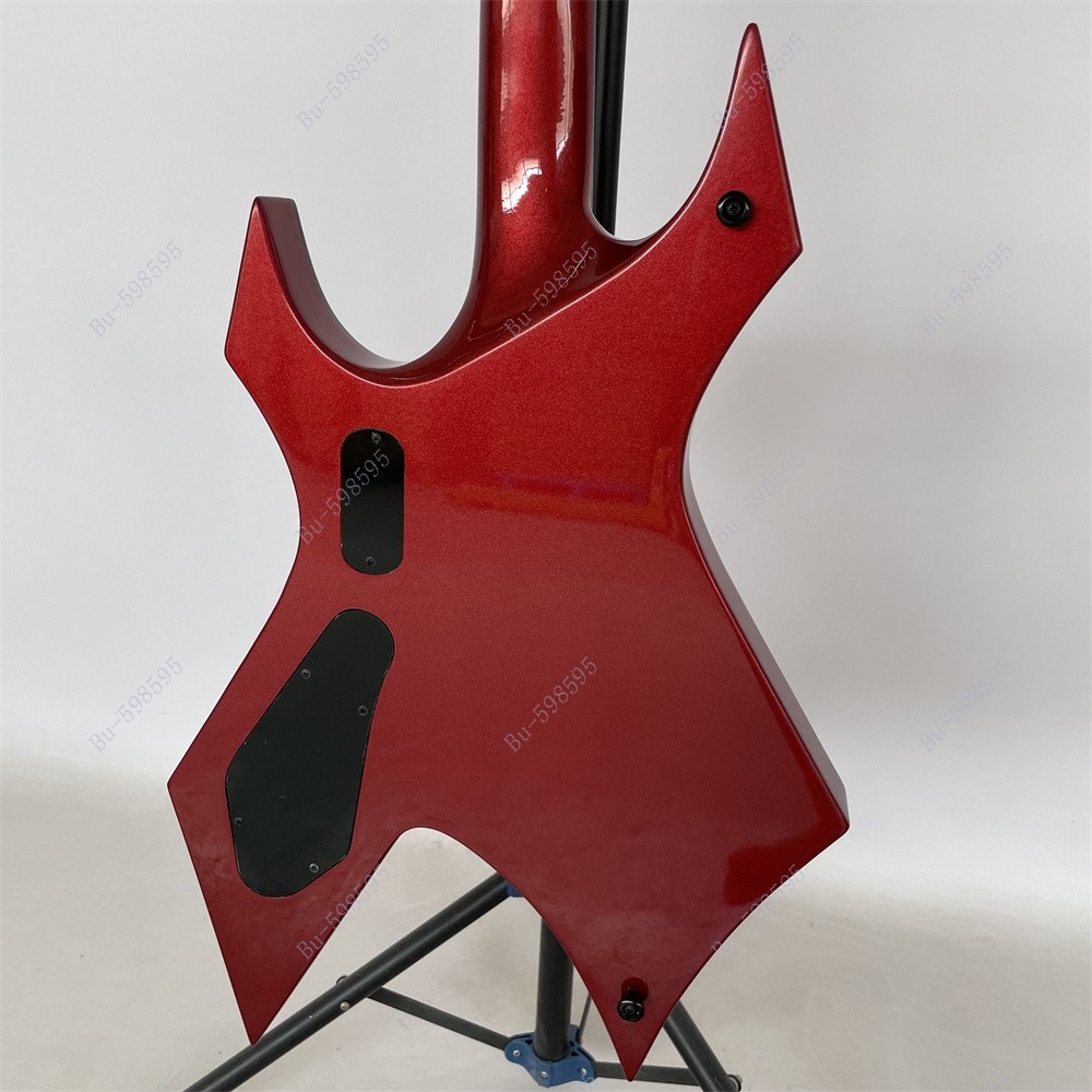Ledux Solid Body Electric Guitar Stainless Rounded Fret Edge Fixed Bridge Red